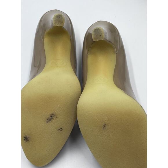 Gucci Beige Nude Vernice Diamond Nude Patent Leather Heels Pumps Rubber US Sz 9 - Picture 14 of 16